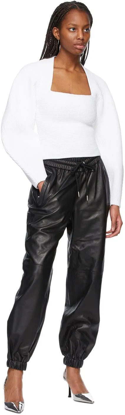 Alexander Wang Black Dipped Waist Jogger Leather Pants