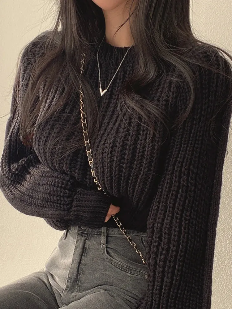 Autumn Korean Lantern Sleeve Sweater
