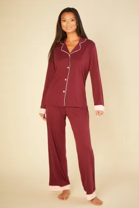 Banded Long Sleeve Top & Pant Pajama Set