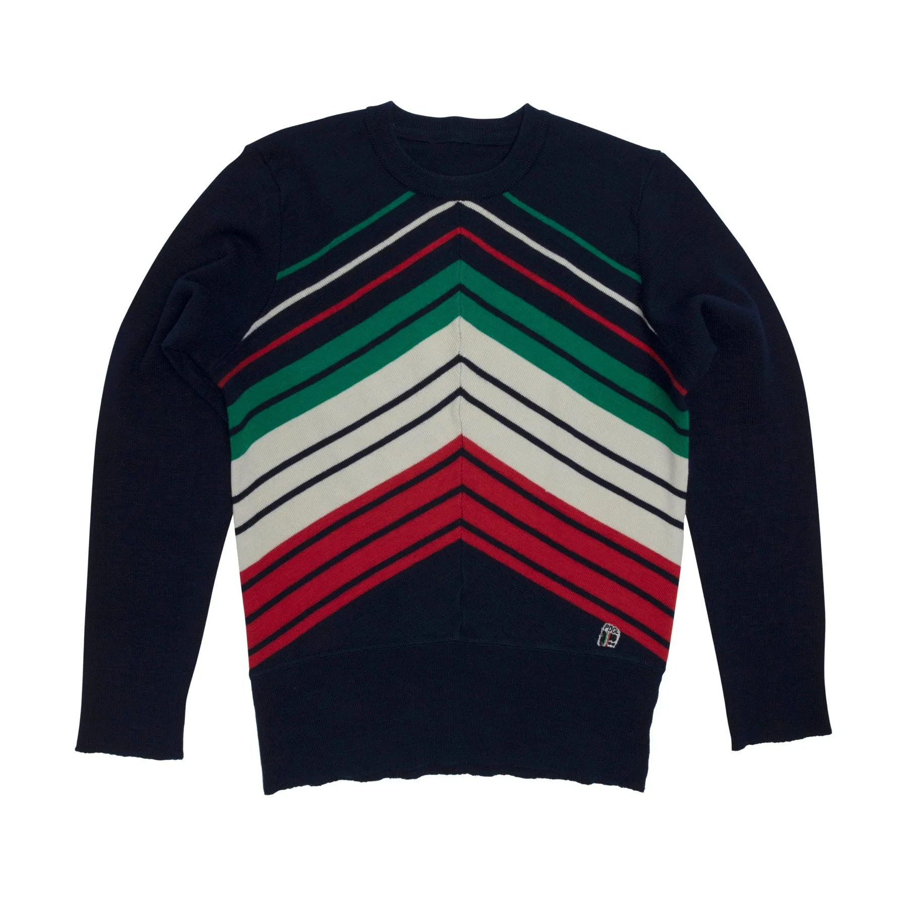Billiards Intarsia Chevron Seam Pullover Sweater