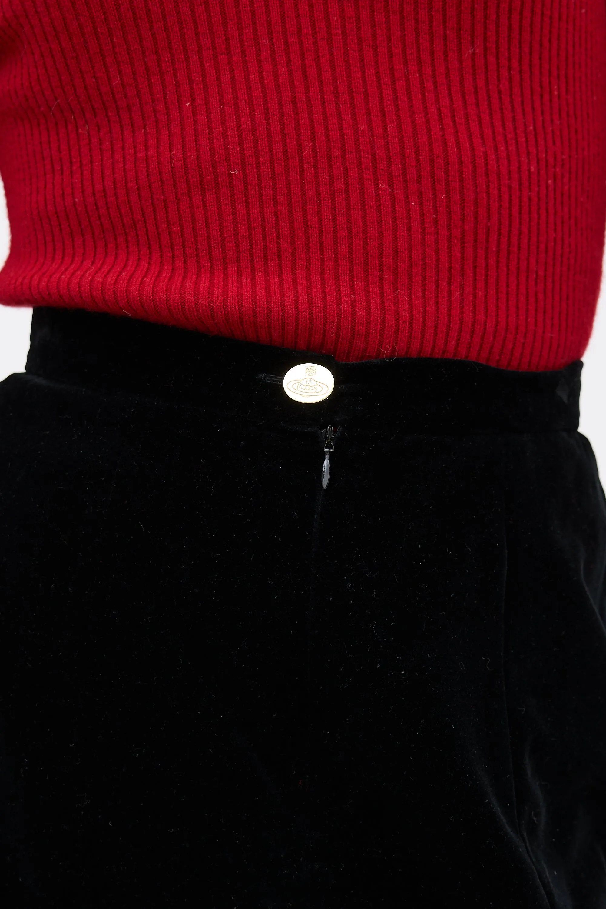 Black Velour Midi Skirt