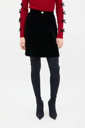 Black Velour Midi Skirt