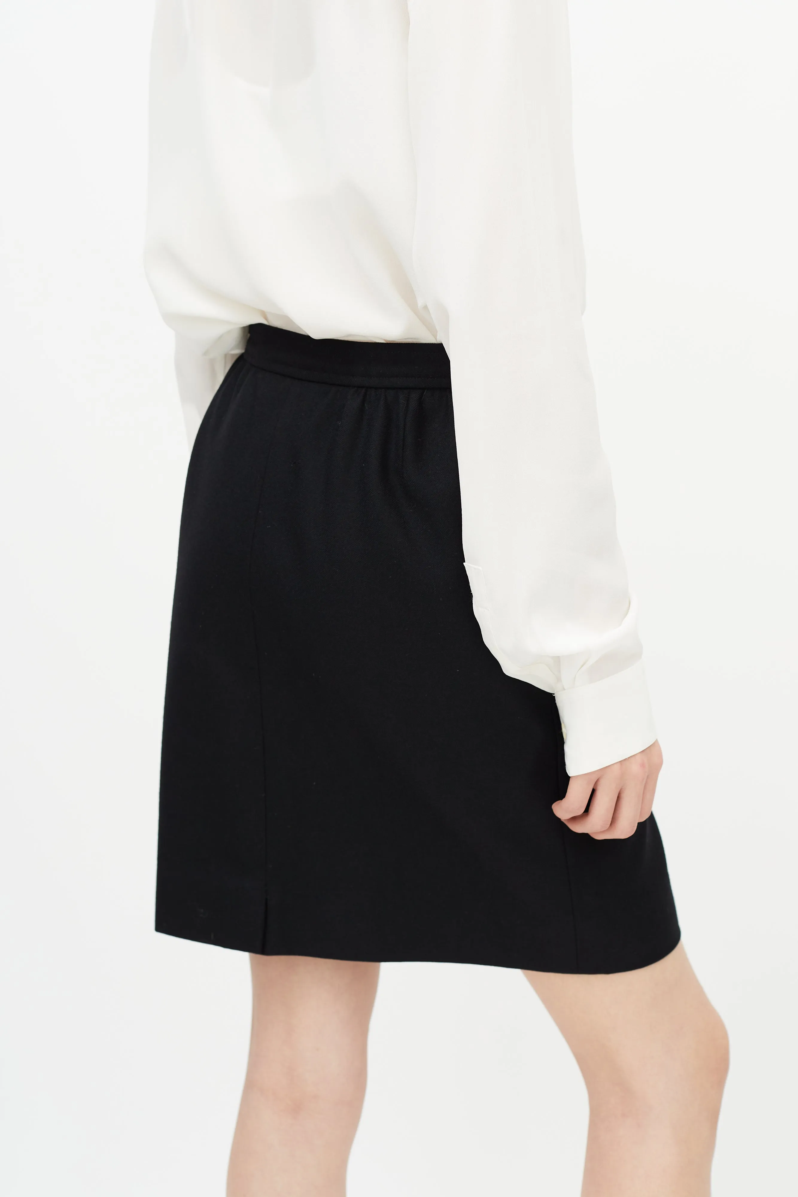 Black Wool Mini Skirt