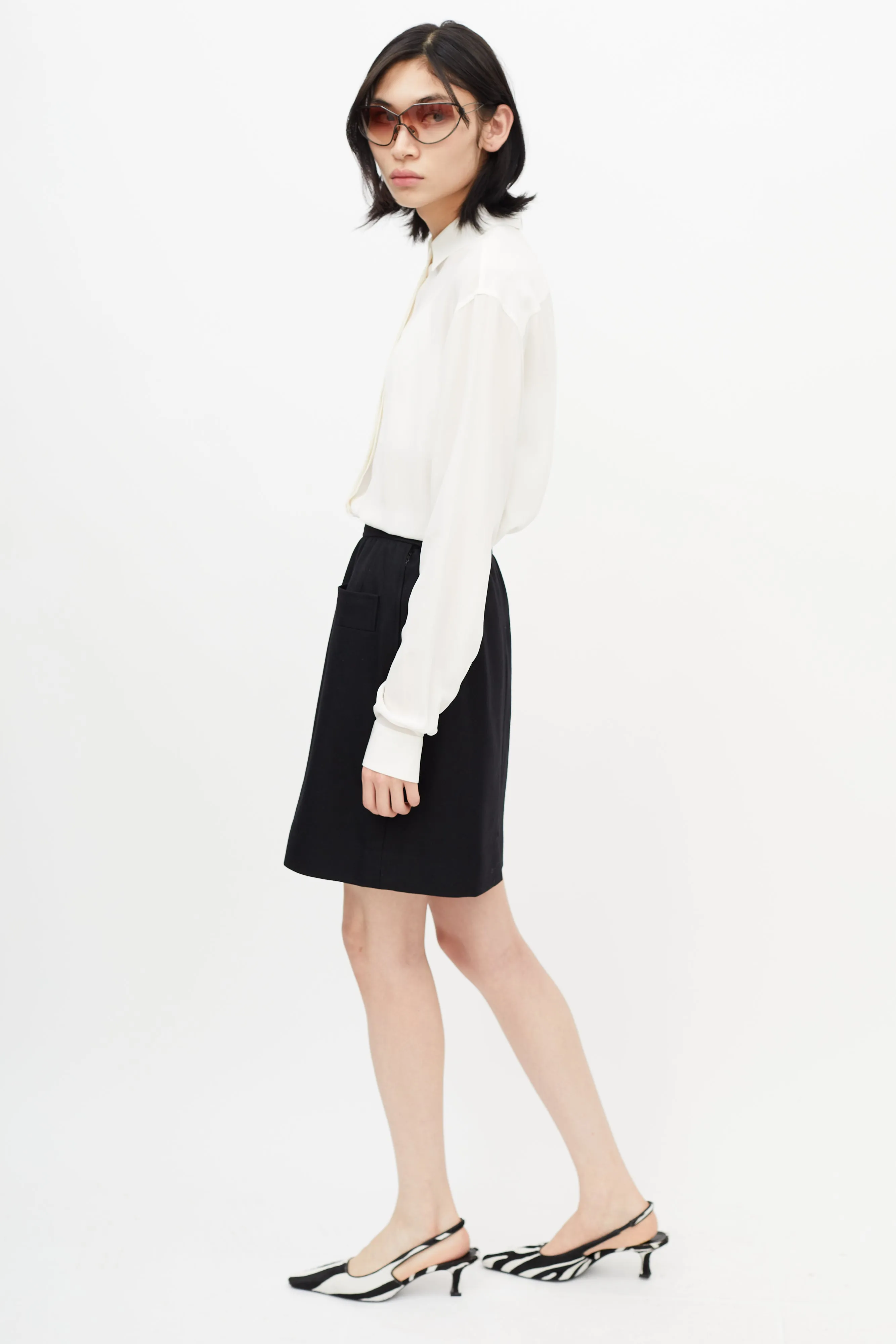 Black Wool Mini Skirt