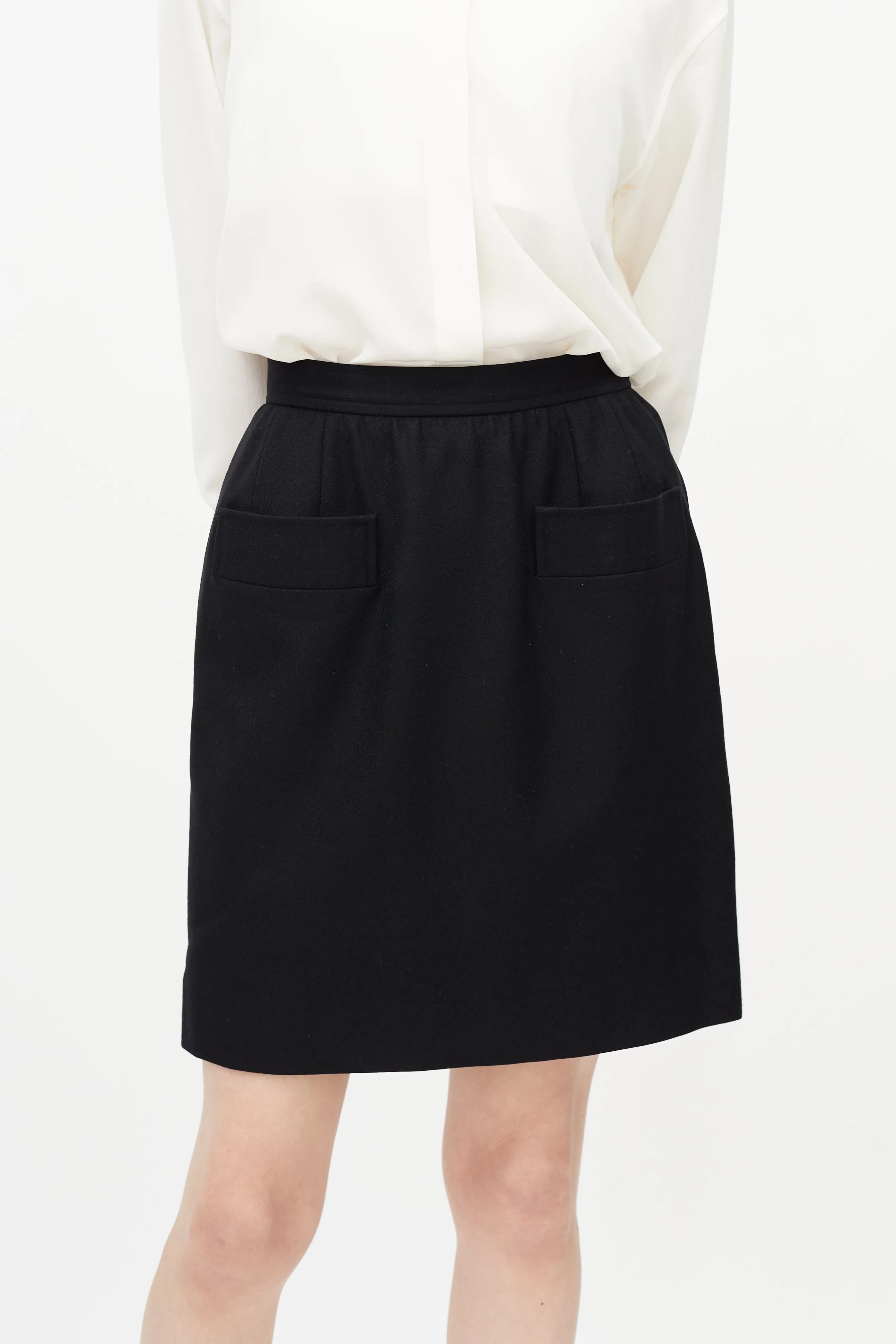 Black Wool Mini Skirt
