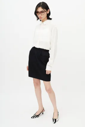 Black Wool Mini Skirt