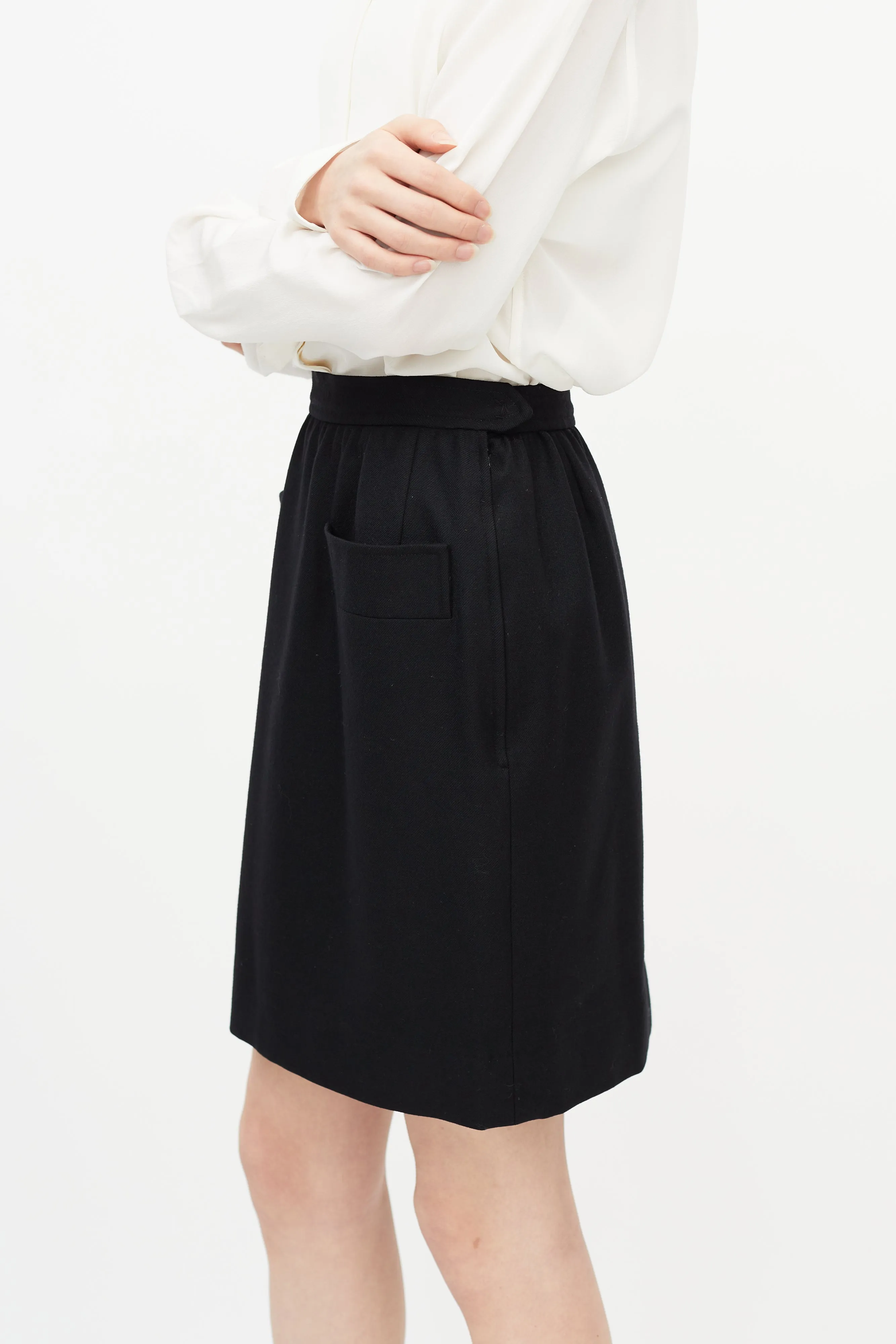 Black Wool Mini Skirt