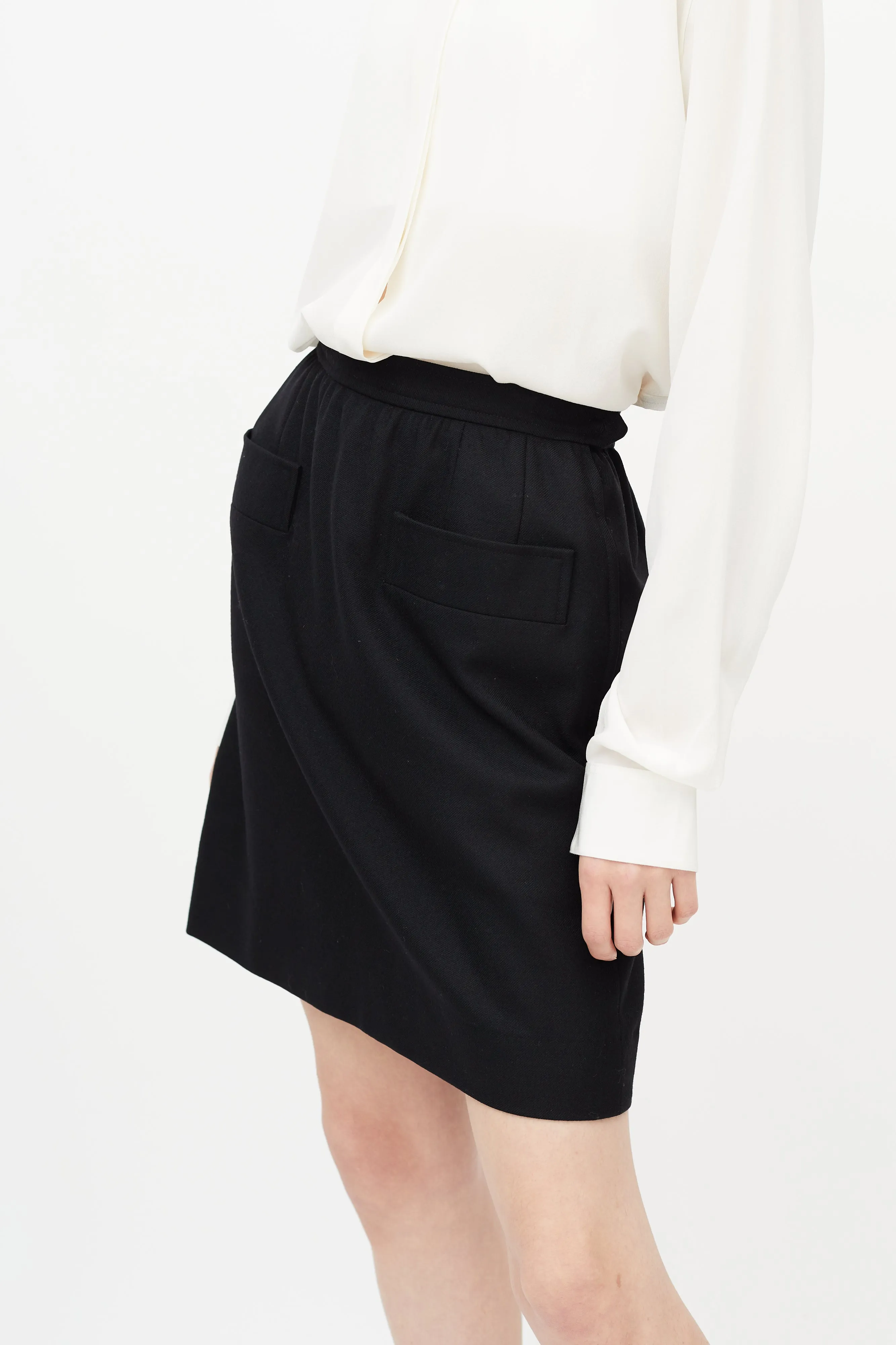 Black Wool Mini Skirt