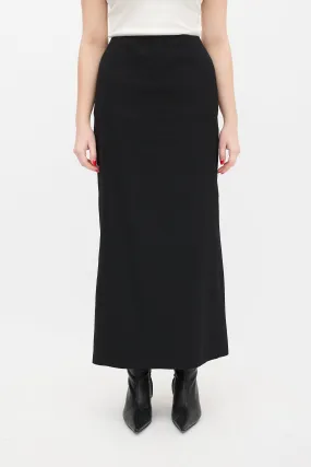 Black Wool Noah Midi Skirt