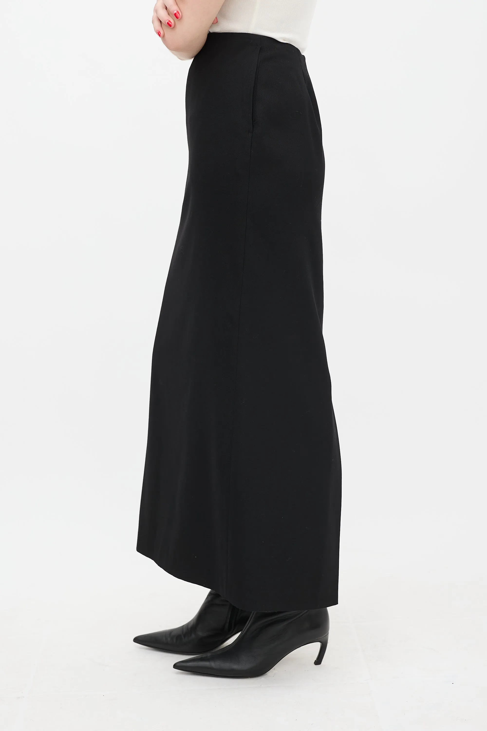 Black Wool Noah Midi Skirt