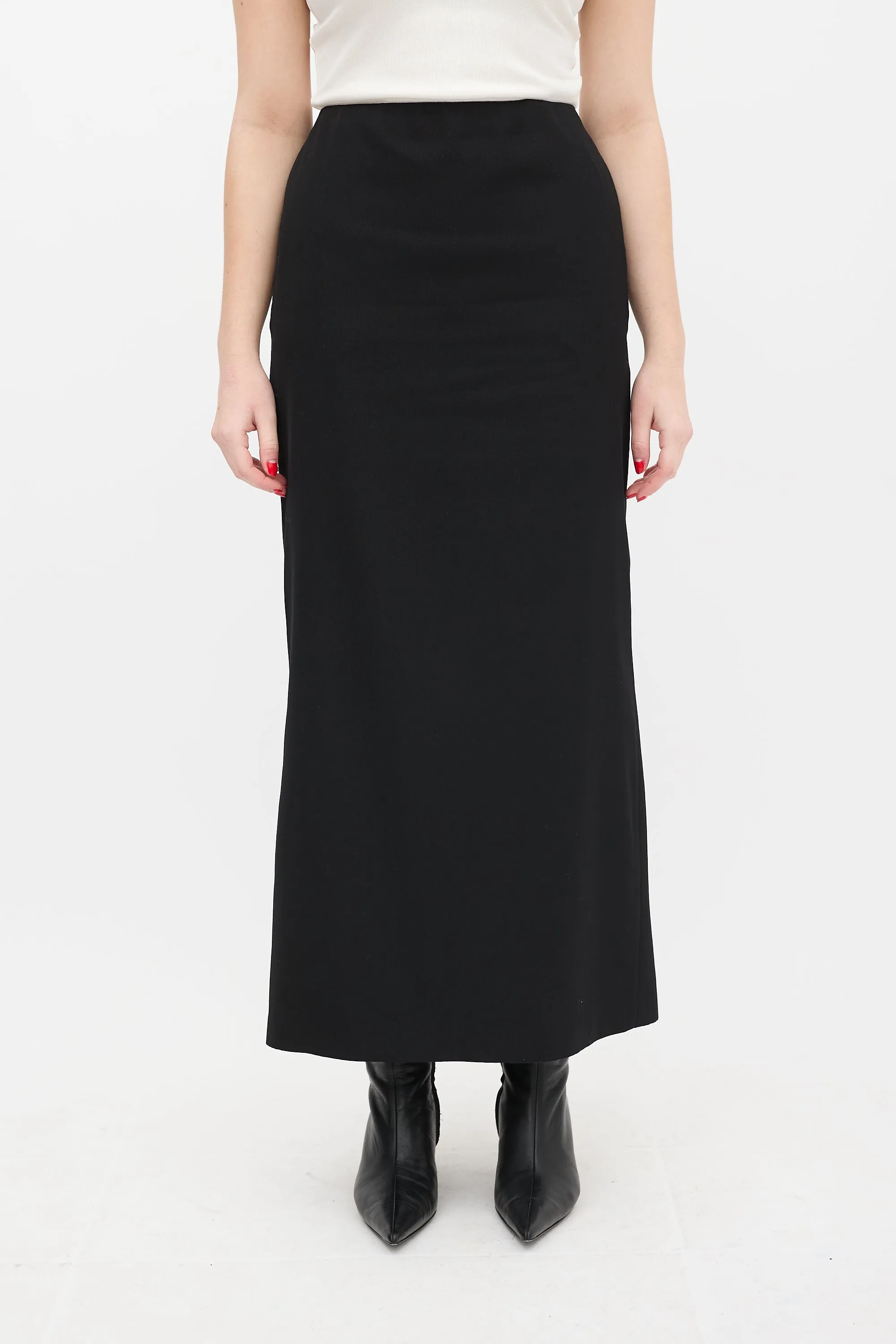 Black Wool Noah Midi Skirt