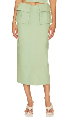 Camila Coelho Rousseau Midi Skirt in Sage