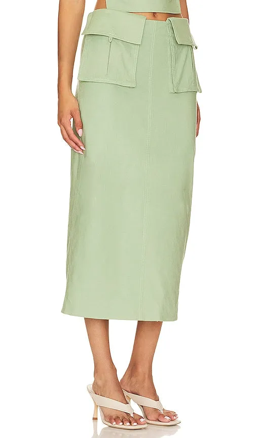 Camila Coelho Rousseau Midi Skirt in Sage