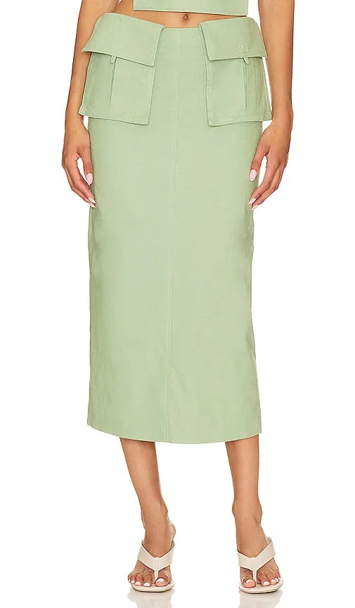 Camila Coelho Rousseau Midi Skirt in Sage