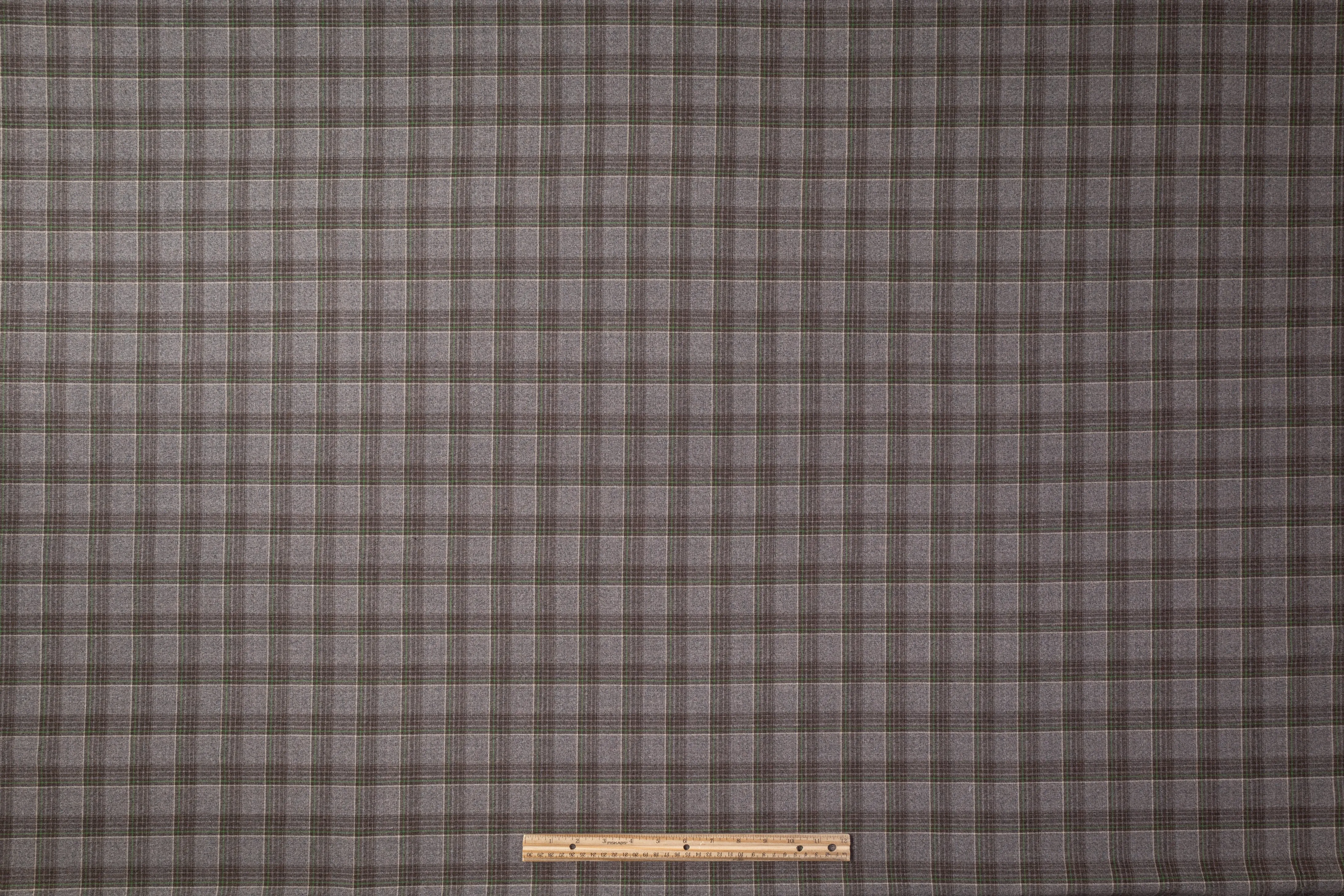 Checked Italian Wool Suiting - Gray / Brown / Green