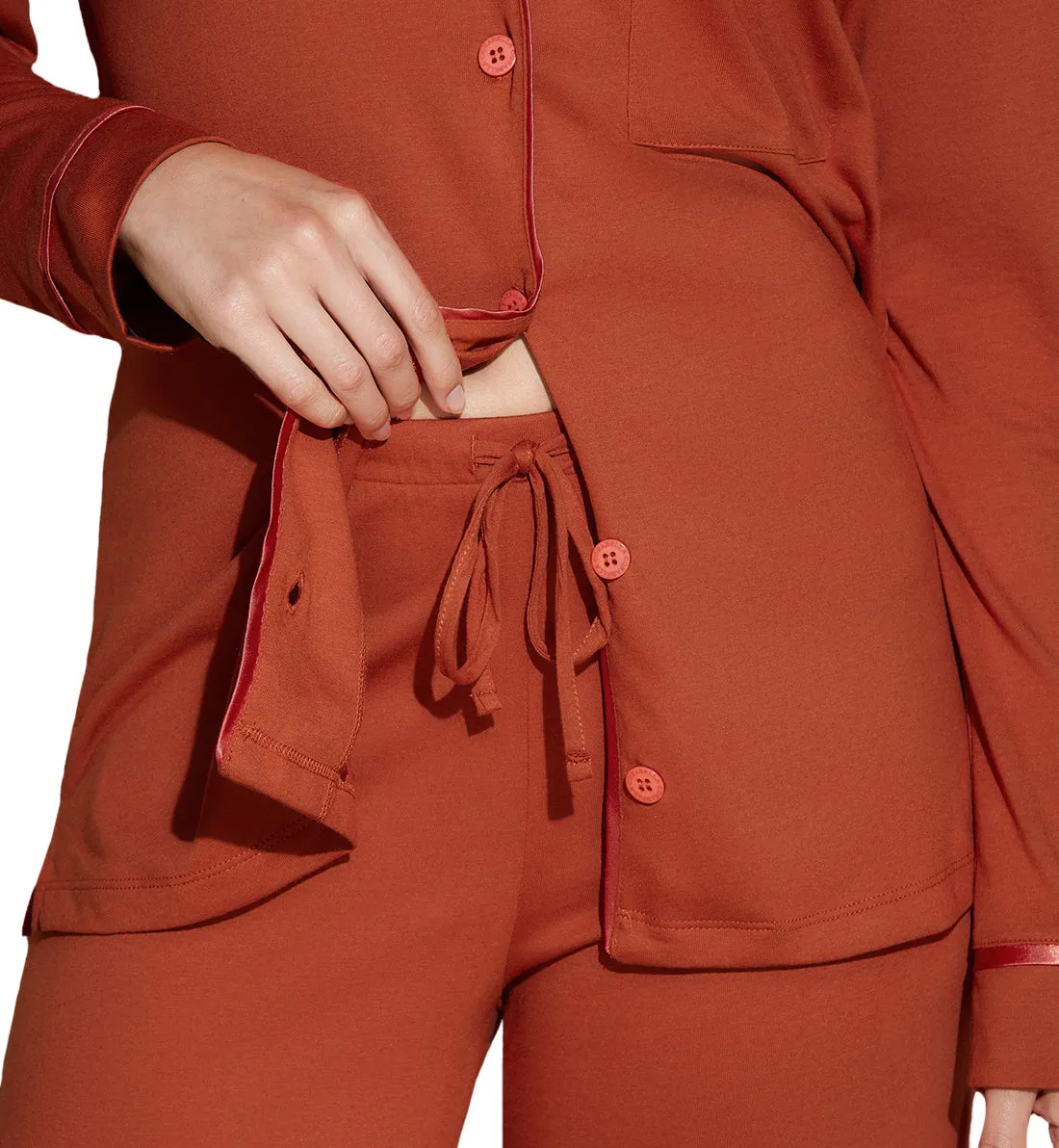 Cosabella Bella Relaxed Long Sleeve & Pant PJ Set (AMORE9545) - Sahara