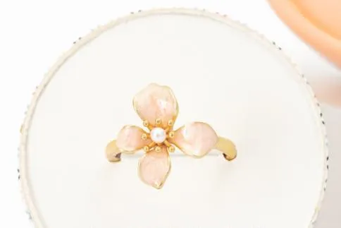 Gold Hope Flower Adjustable Ring in Misty Rose, Give Freedom to Women!