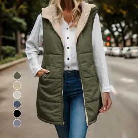 Great Gift! Women's Reversible Vest Sleeveless Faux Wool Jacket