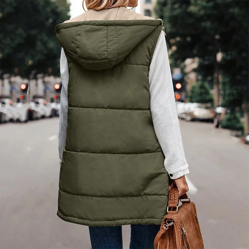 Great Gift! Women's Reversible Vest Sleeveless Faux Wool Jacket
