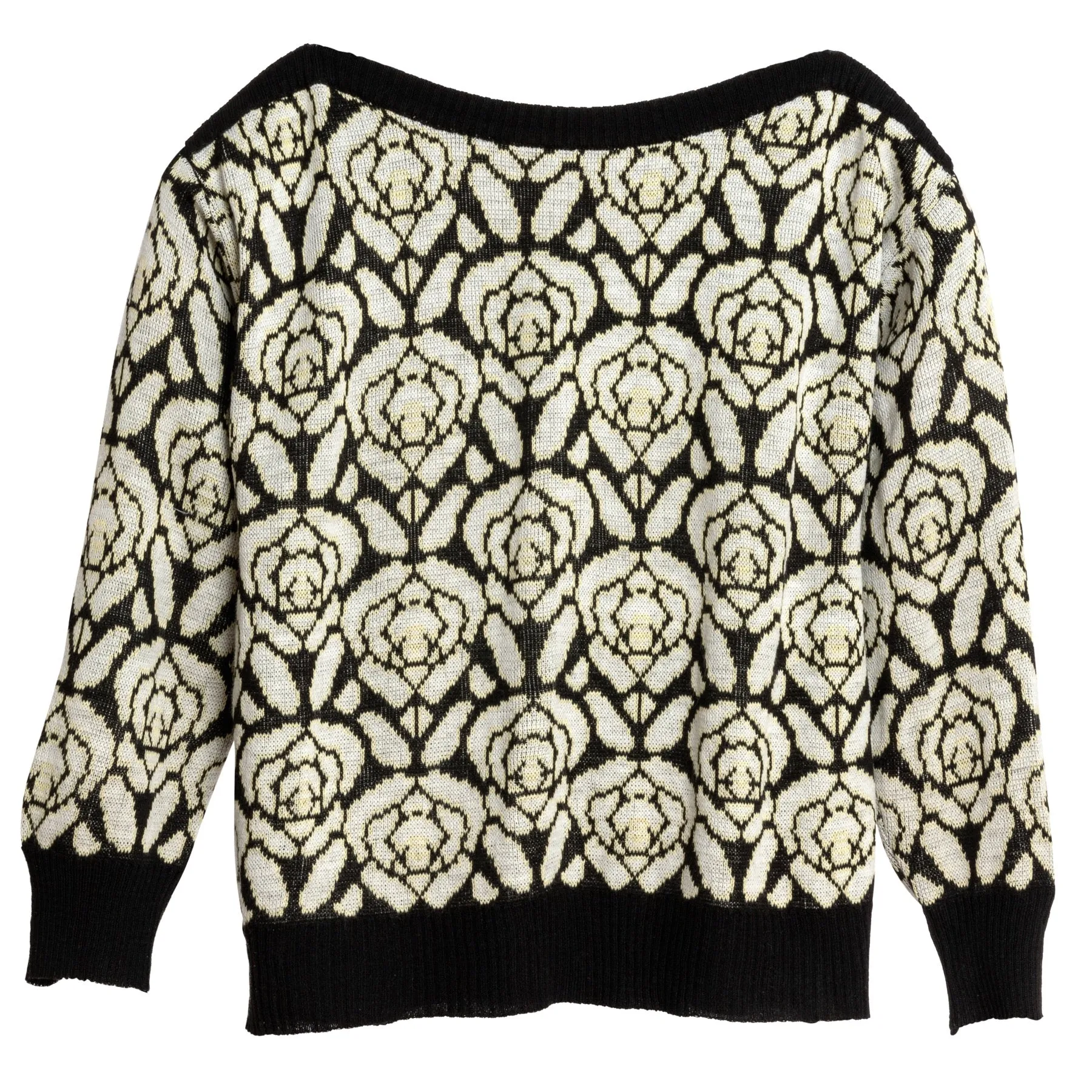 Intarsia Wool Ribbed Saddle Shoulder Jumper