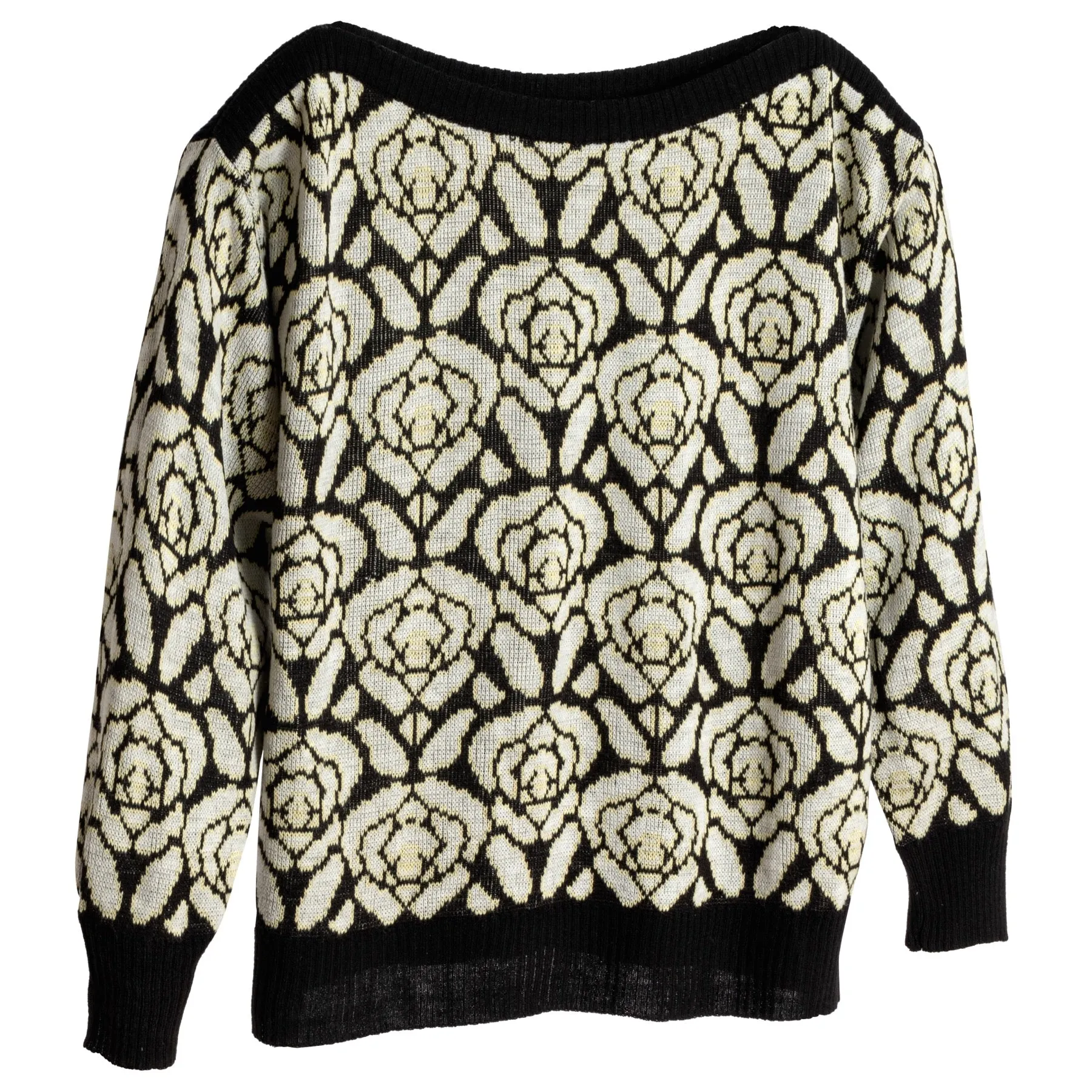 Intarsia Wool Ribbed Saddle Shoulder Jumper