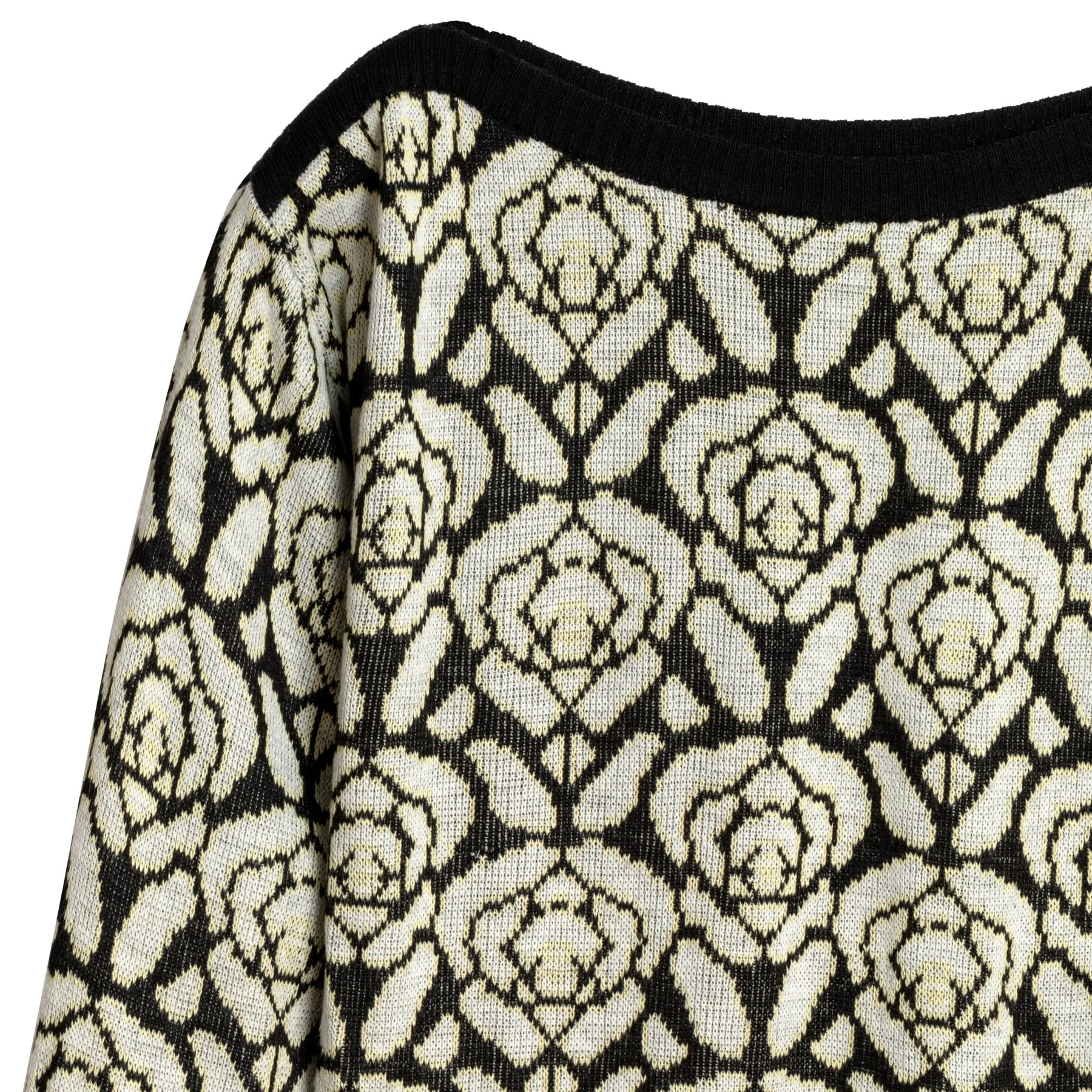 Intarsia Wool Ribbed Saddle Shoulder Jumper