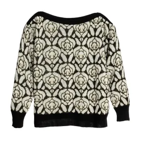 Intarsia Wool Ribbed Saddle Shoulder Jumper