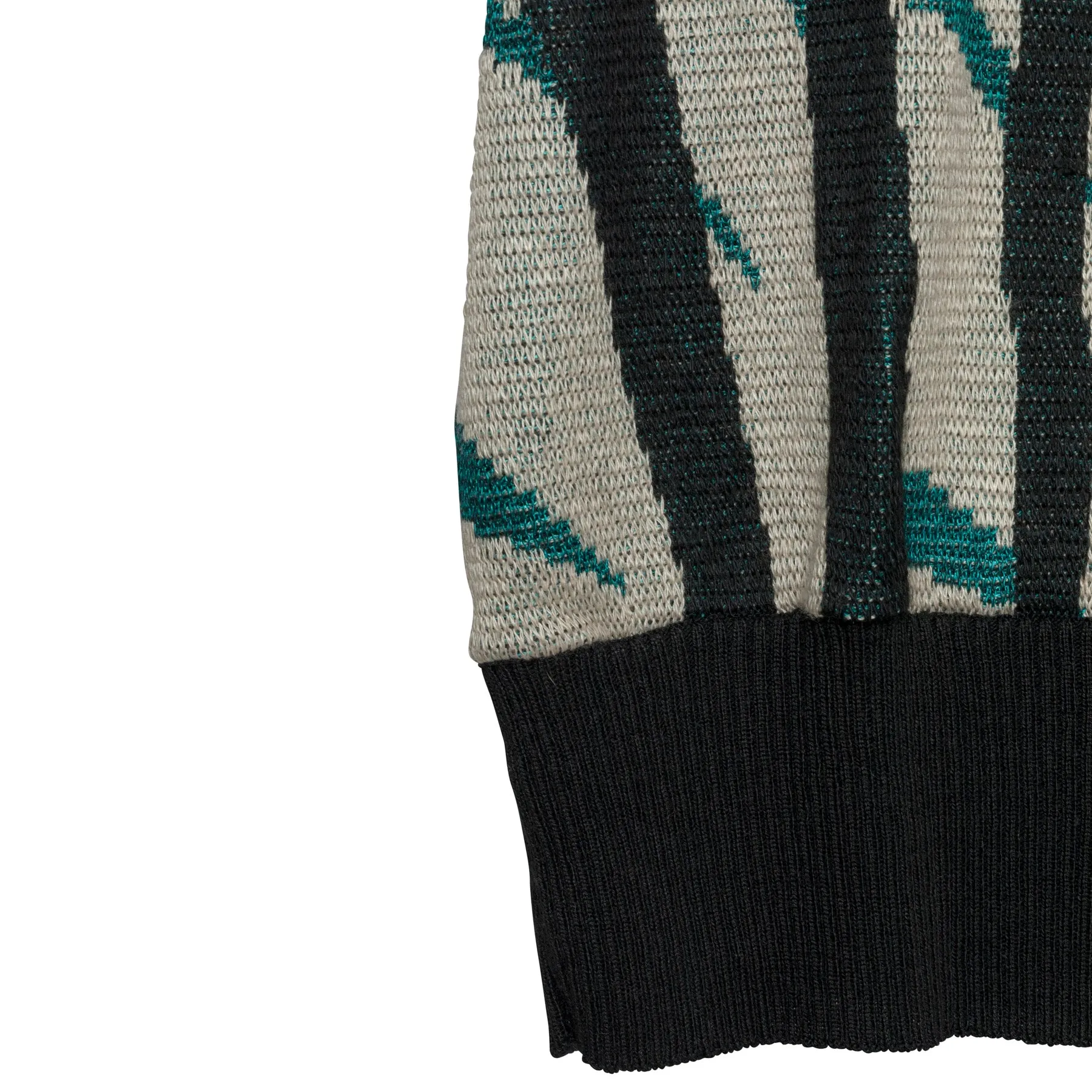Jacquard Interlock Knit Viscose Linen Blend Dolman T Sweater