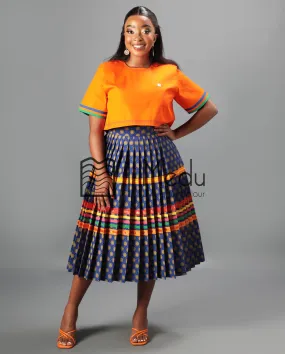 Makgabo Midi Set in Orange & Blue