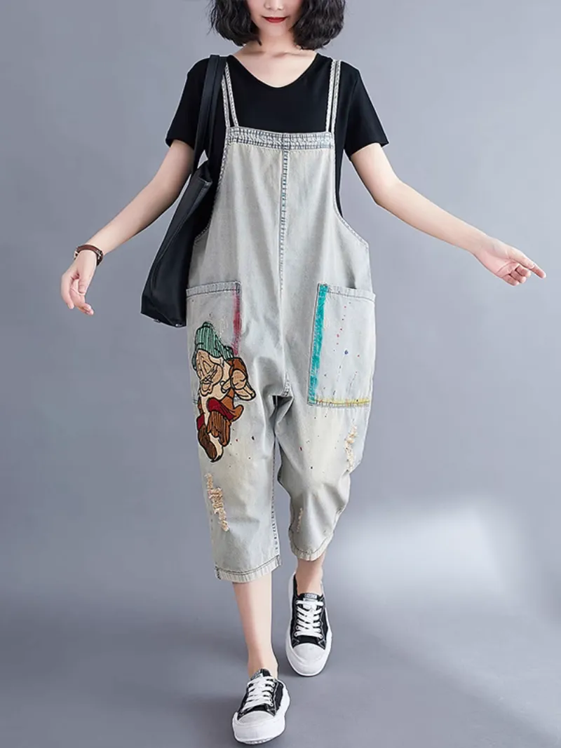 Relaxed Fit Large size  Patch Dungaree