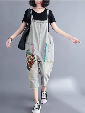 Relaxed Fit Large size  Patch Dungaree