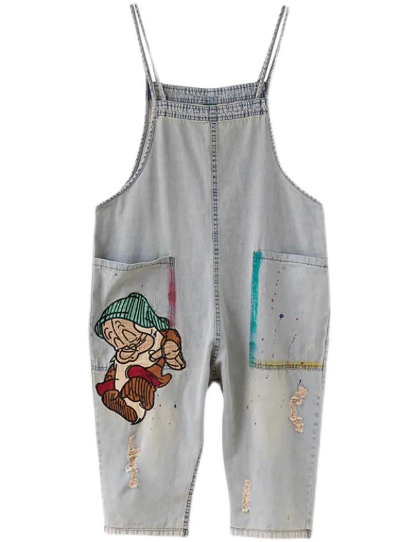 Relaxed Fit Large size  Patch Dungaree