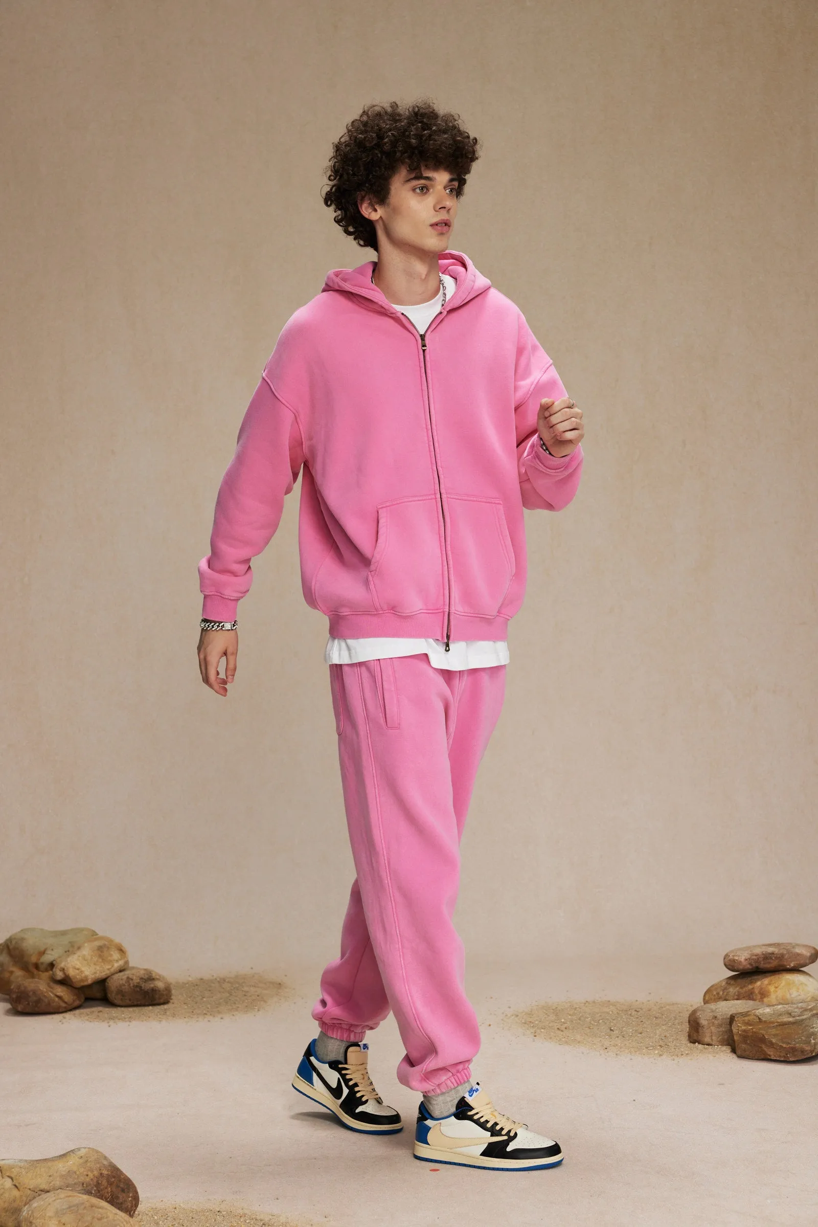 Retro Essence | Washed Oversized Zip-Up Hoodie