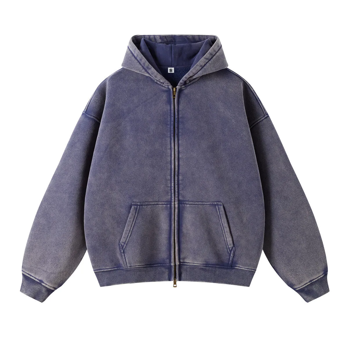 Retro Essence | Washed Oversized Zip-Up Hoodie