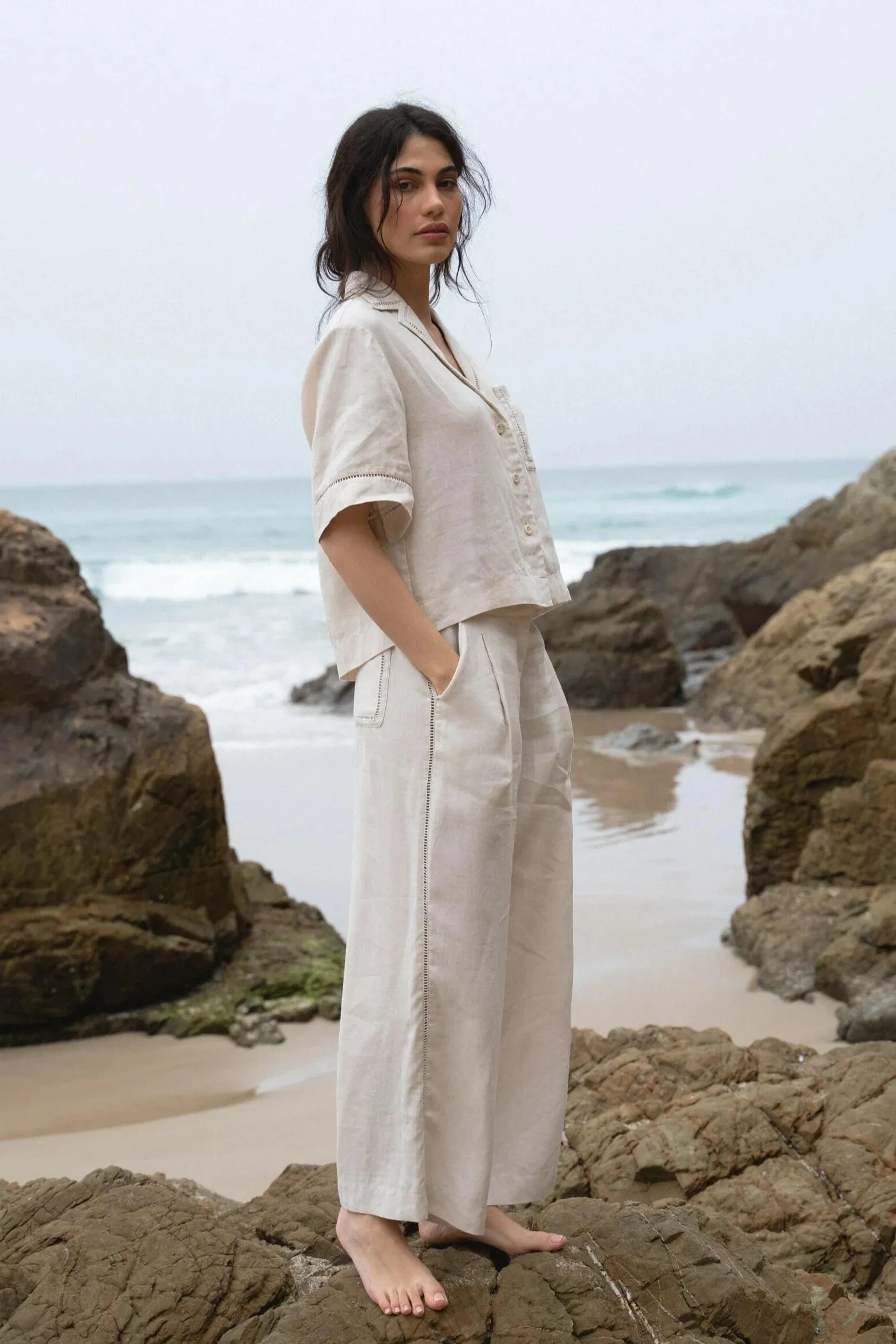 Rika Linen Pants - Chalk