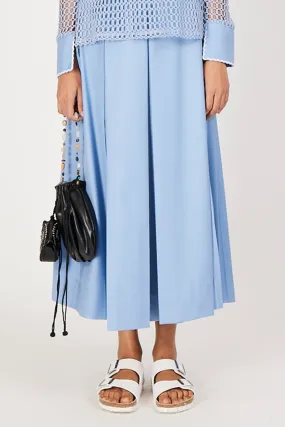 serenity blue hand-pleated midi skirt