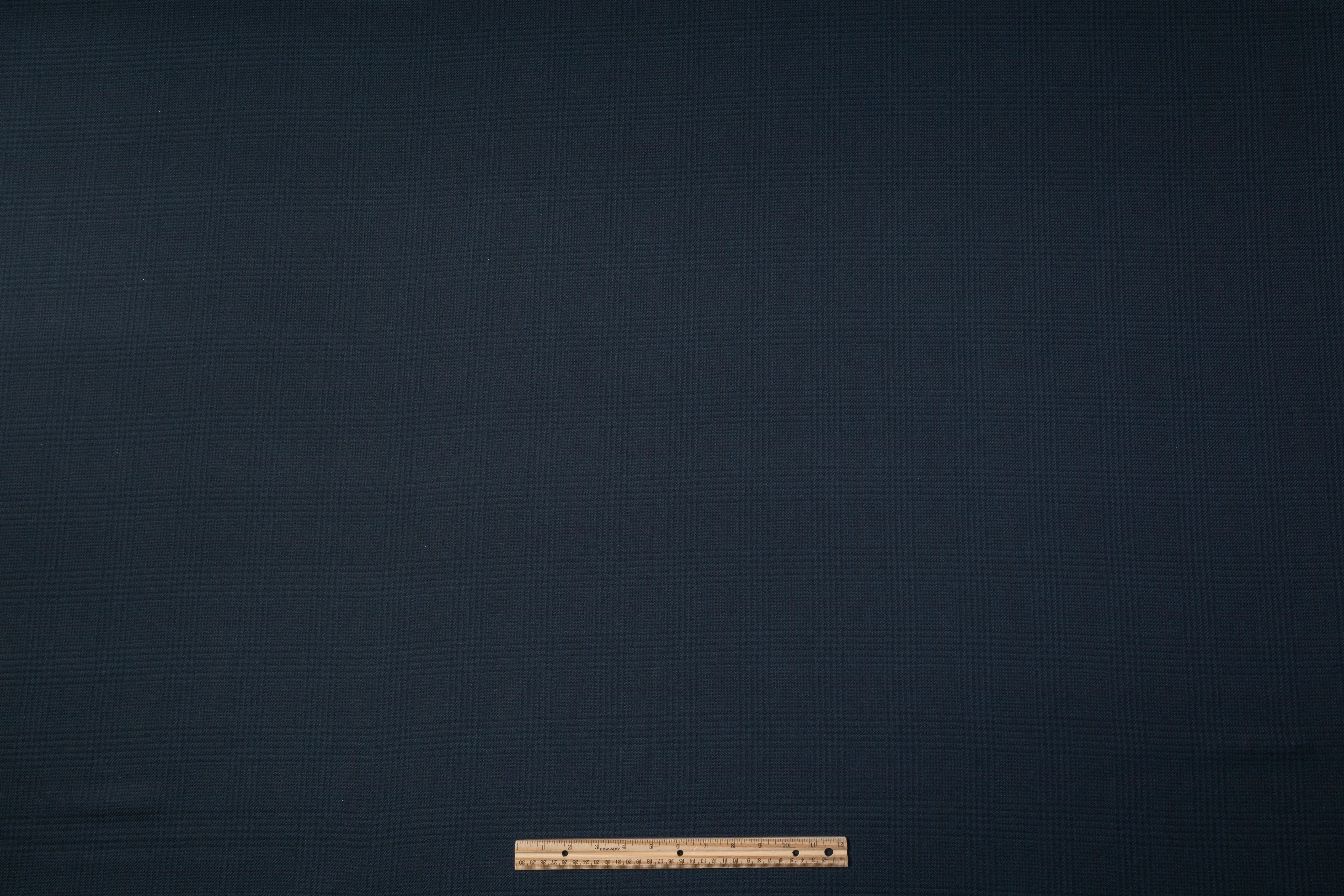 Subtle Checked Italian Wool Nylon Suiting - Dark Teal