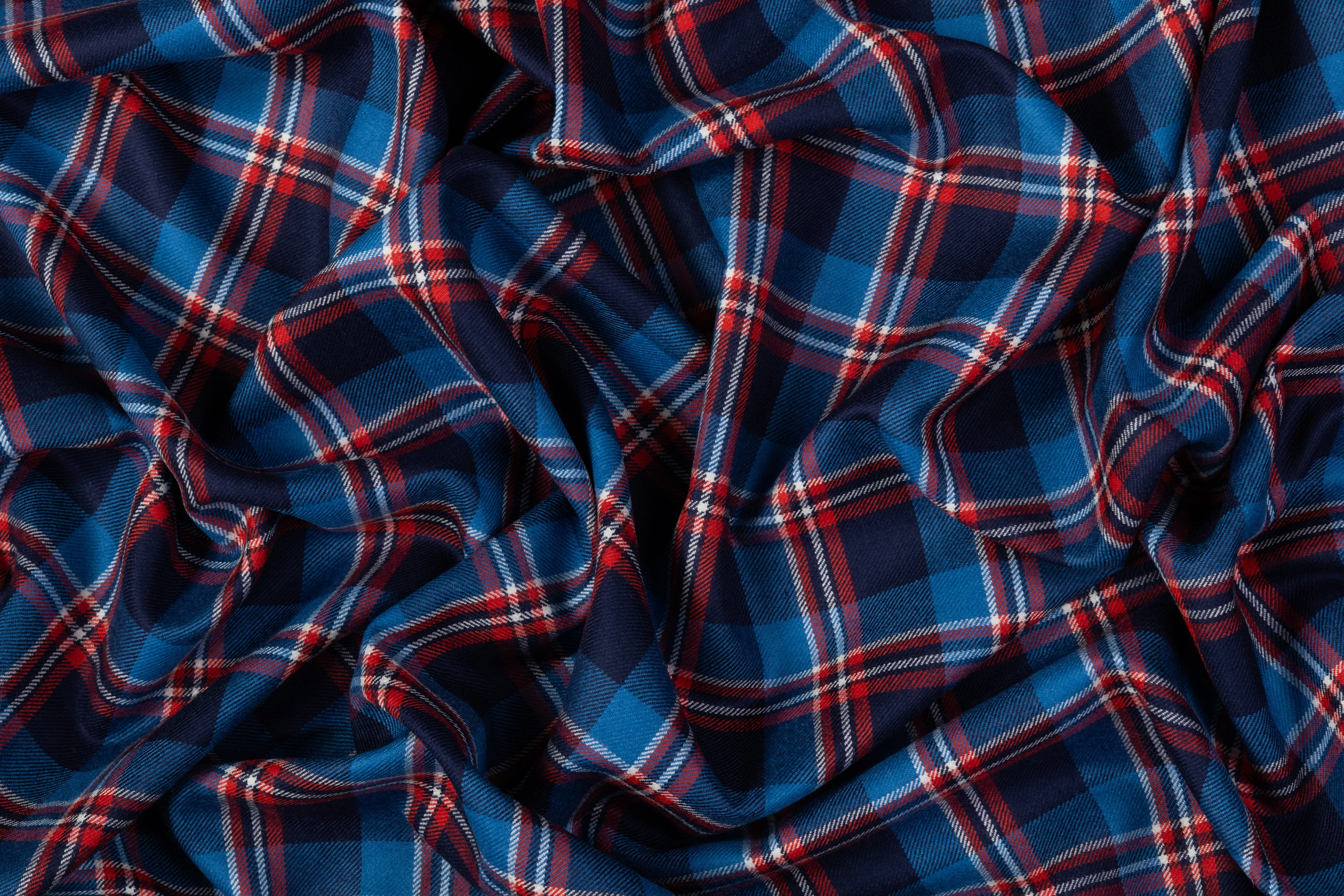 Tartan Italian Wool Suiting - Blue / Red