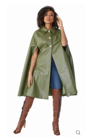 That girl caped faux leather jacket