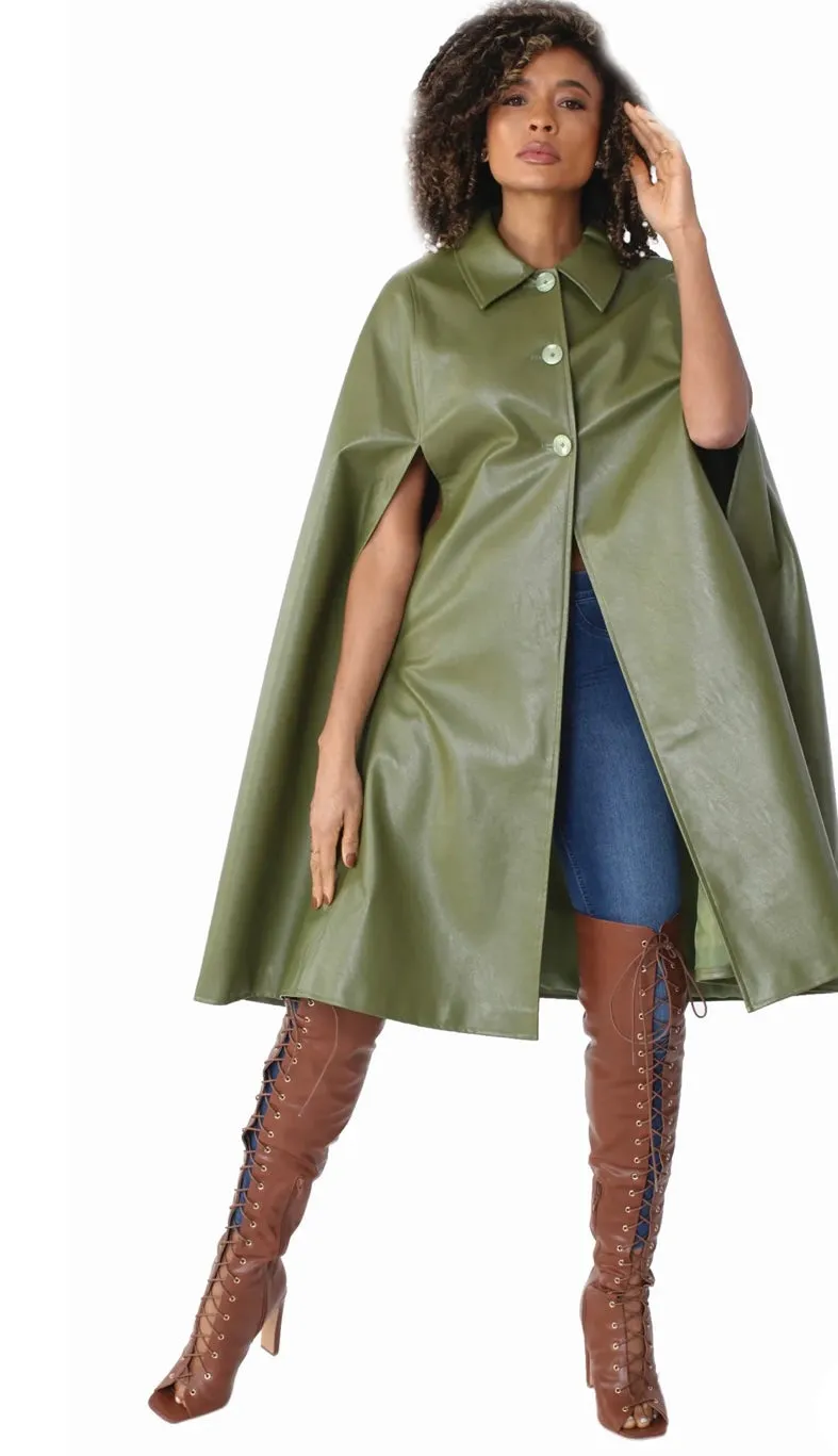 That girl caped faux leather jacket