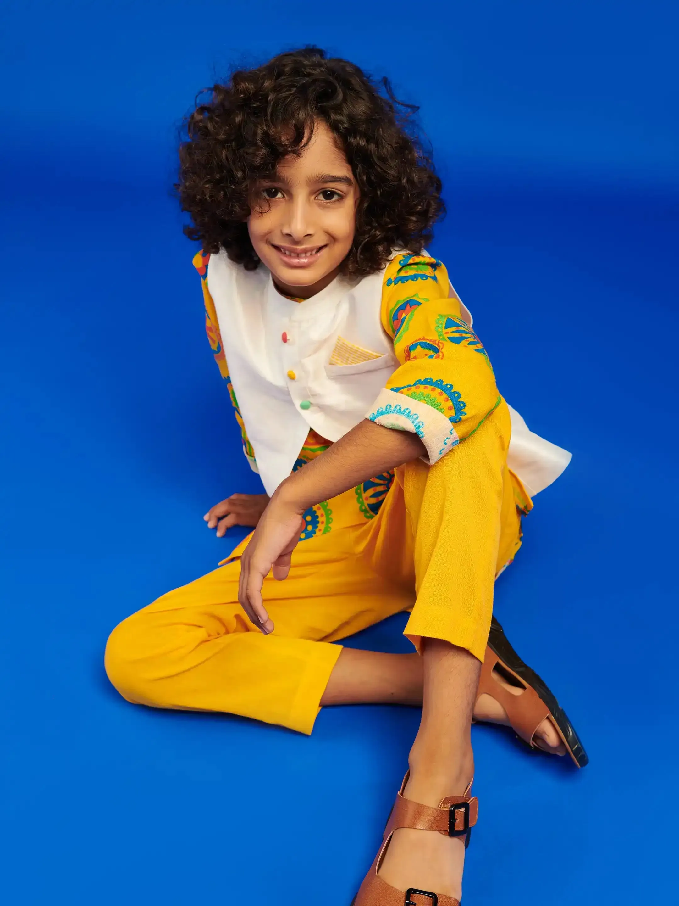 Yellow Mandana Kurta Jacket Set